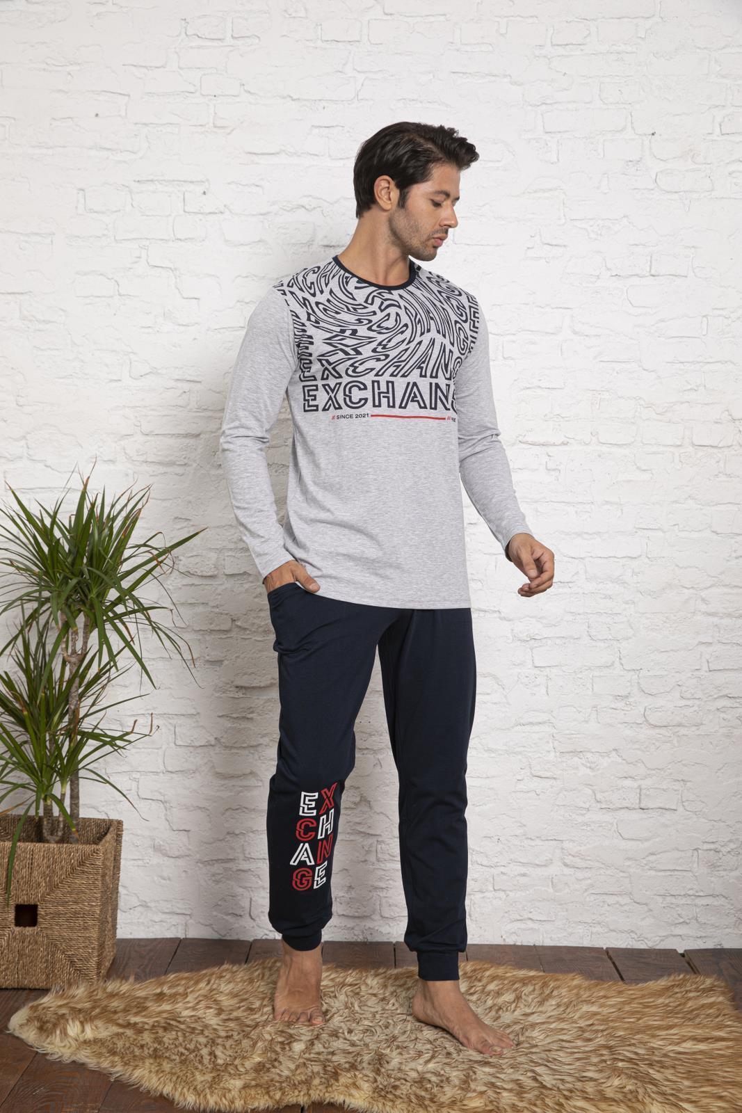 Herren Pyjama langarm Set Schlafanzug Hausanzug Nachtwäsche Baumwolle M-2XL