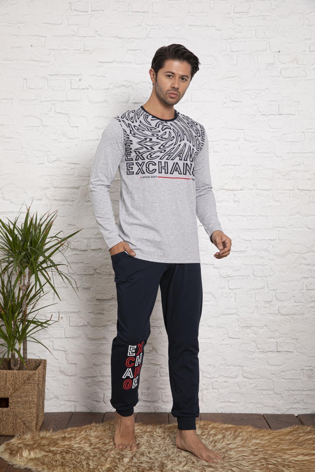 Herren Pyjama langarm Set Schlafanzug Hausanzug Nachtwäsche Baumwolle M-2XL