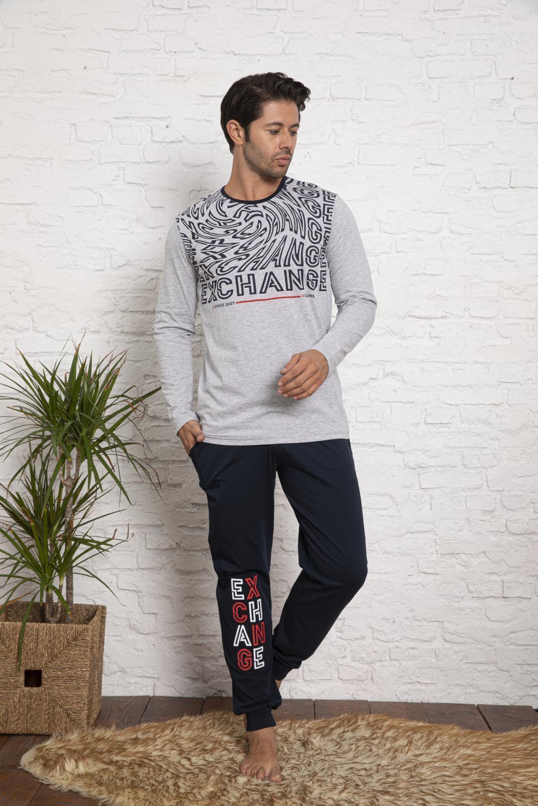 Herren Pyjama langarm Set Schlafanzug Hausanzug Nachtwäsche Baumwolle M-2XL
