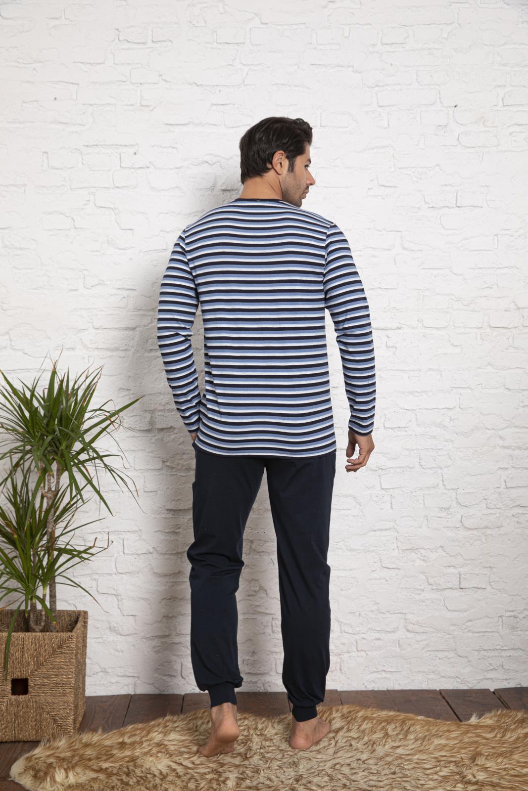 Herren Pyjama langarm Set Schlafanzug Hausanzug Nachtwäsche Baumwolle M-2XL