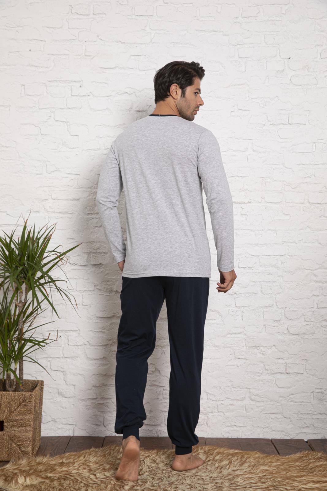 Herren Pyjama langarm Set Schlafanzug Hausanzug Nachtwäsche Baumwolle M-2XL