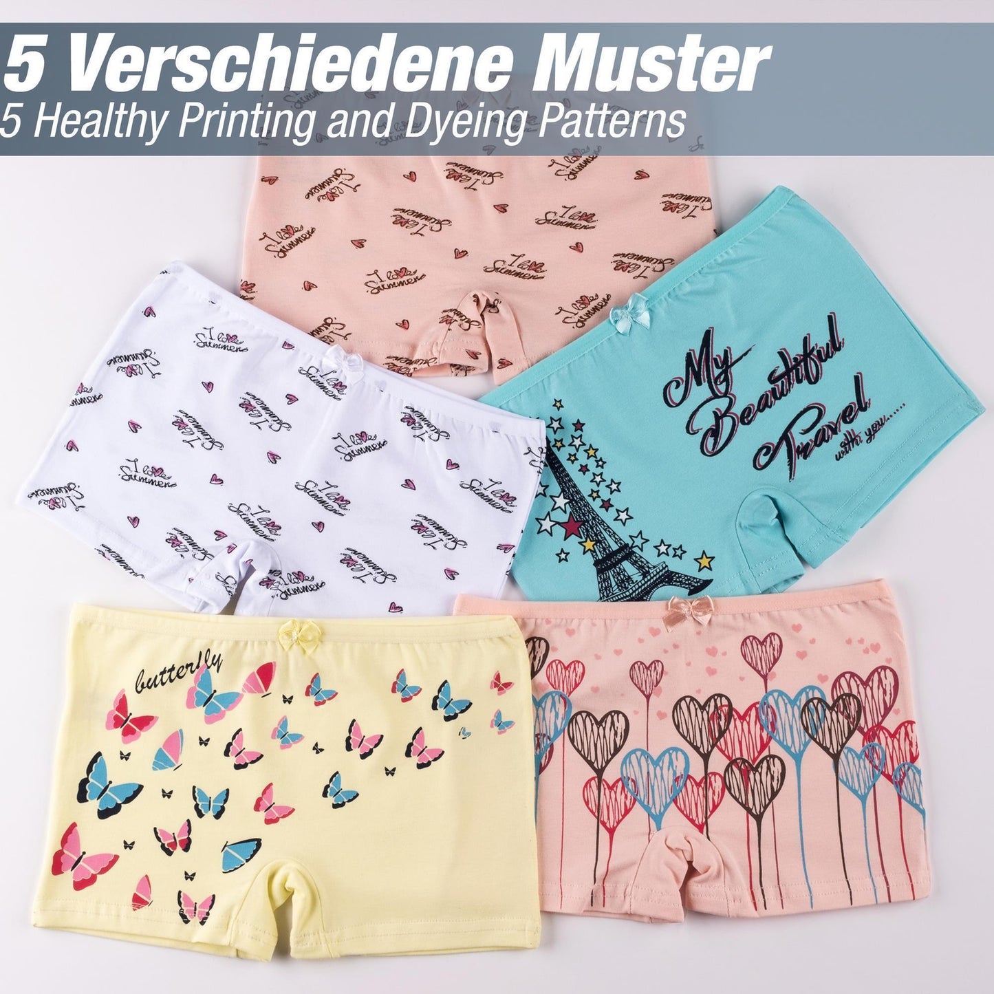 10er Set Mädchen Pantys - Herz - Bunt