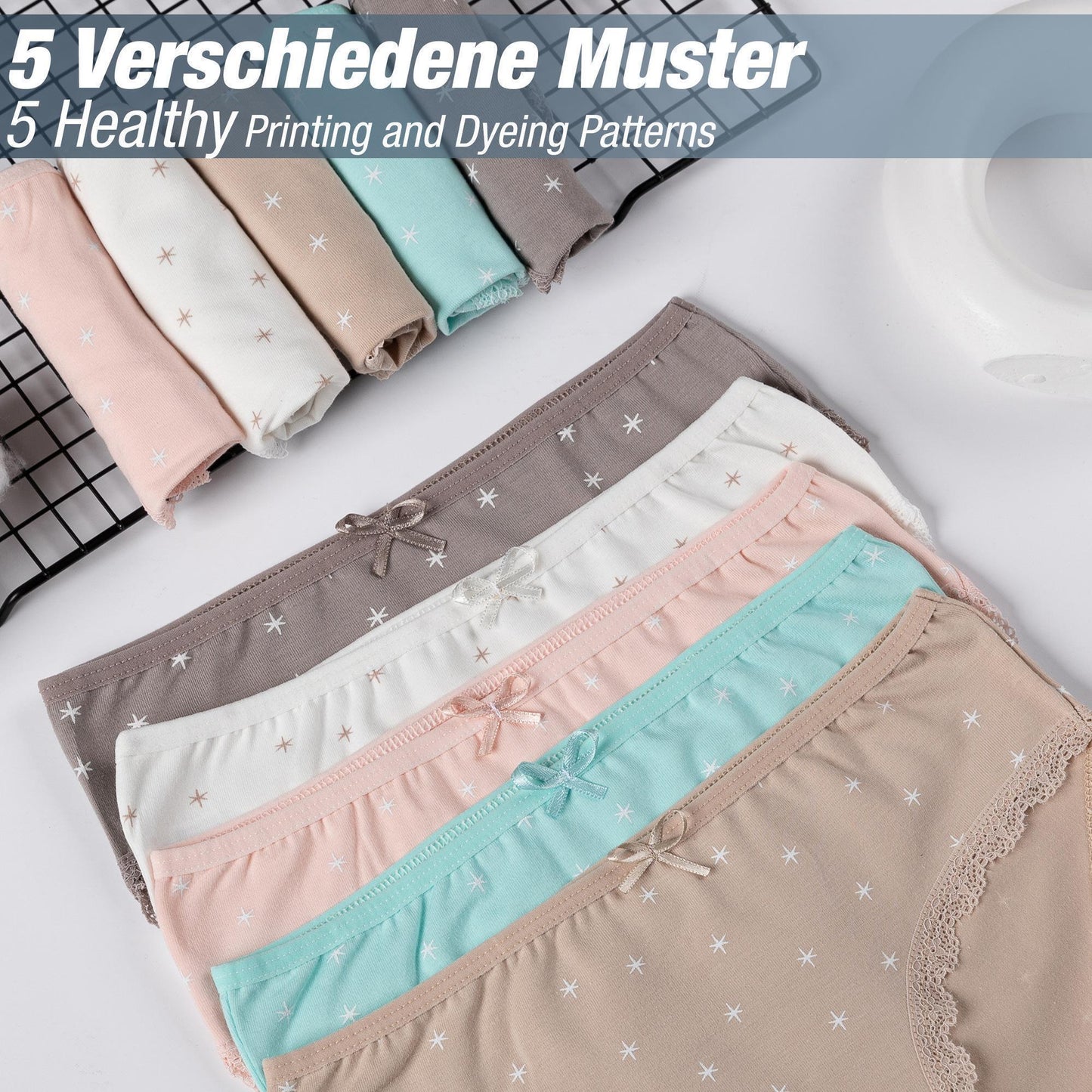 10er Set Mädchen Slips - Sterne - Bunt