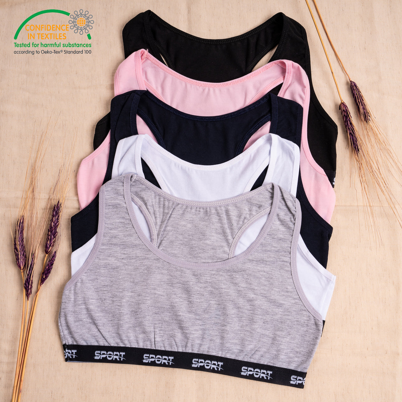 5er Set Mädchen Bustier - Sport - Bunt