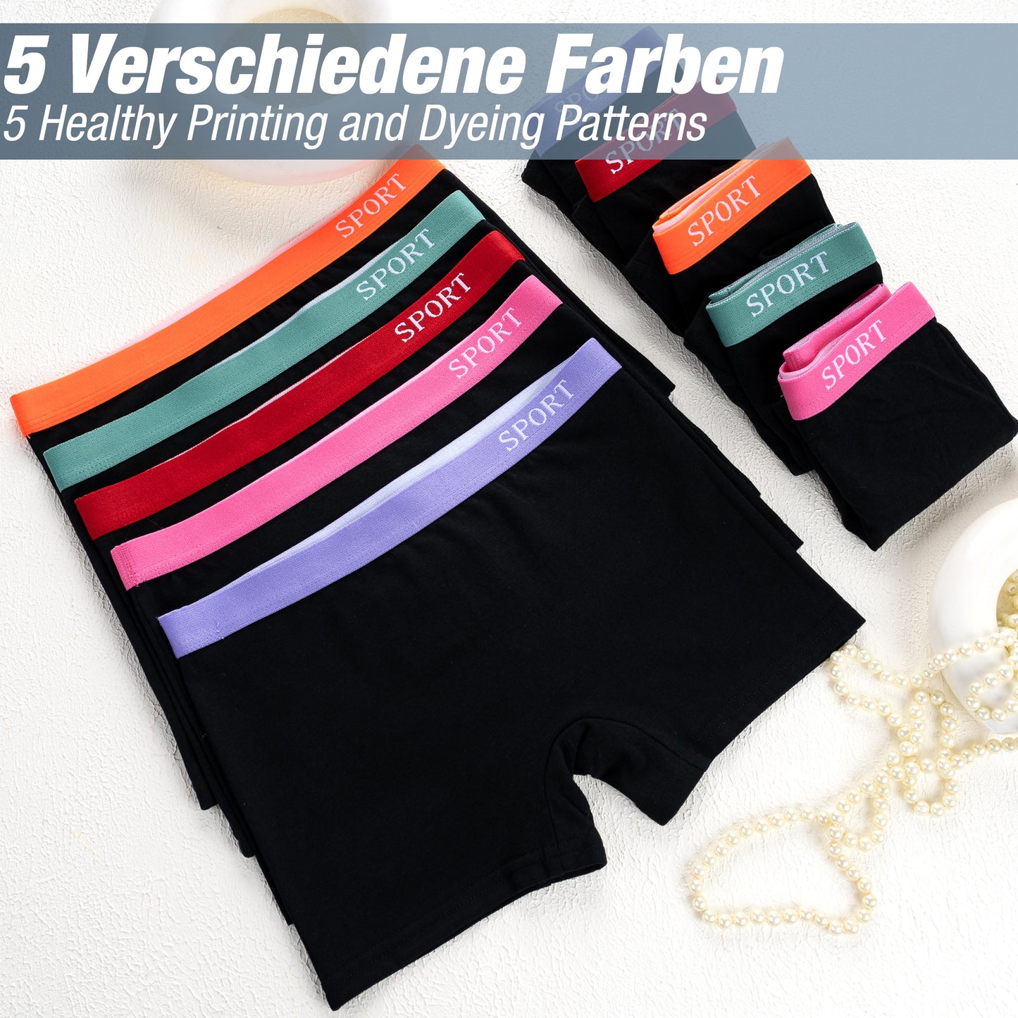 10er Set Mädchen Pantys Boxershorts - Sport - Schwarz