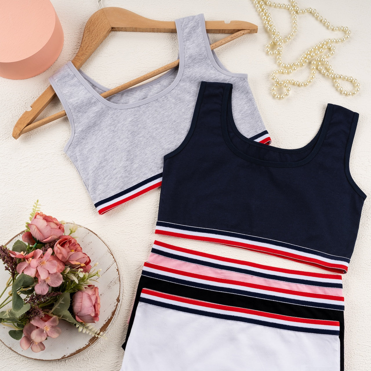 5er Set Mädchen Bustier - Streifen - Bunt