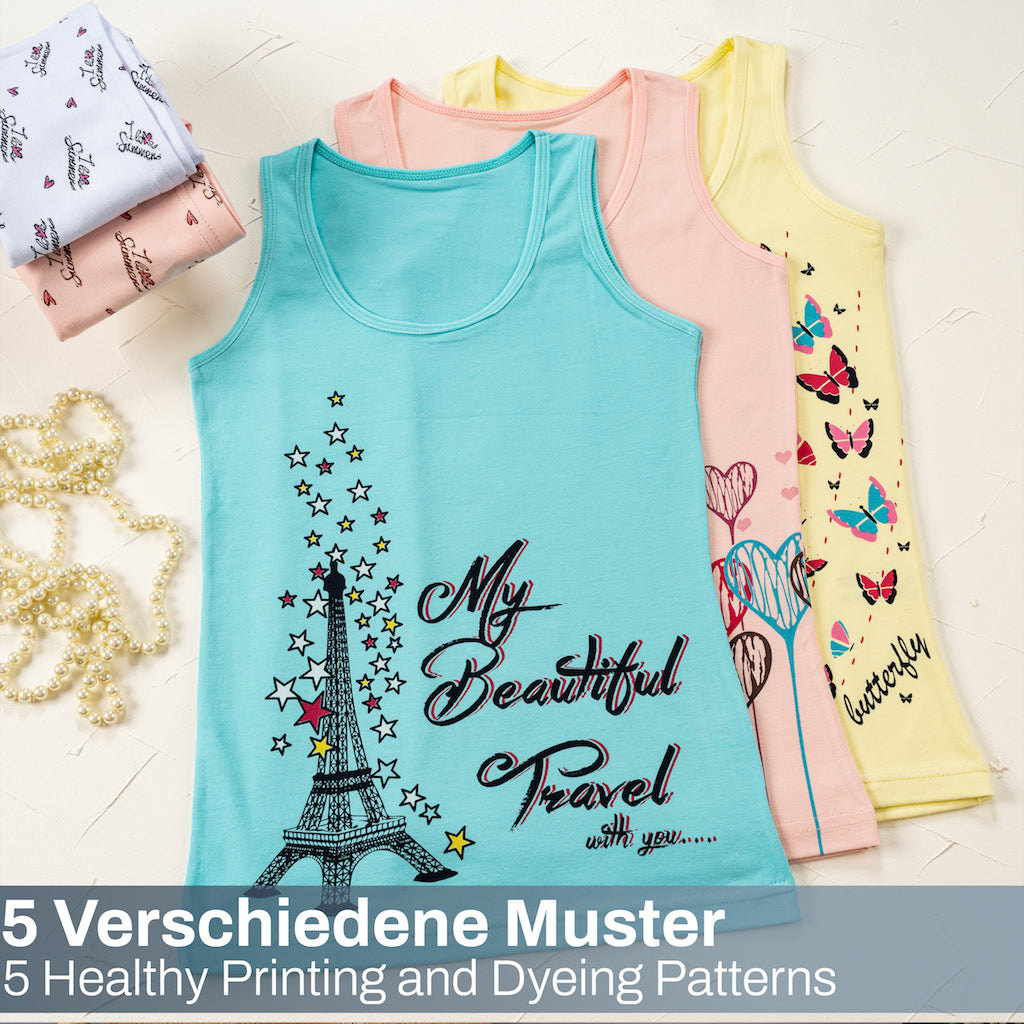 5er Set Mädchen Unterhemden - Mix - Bunt