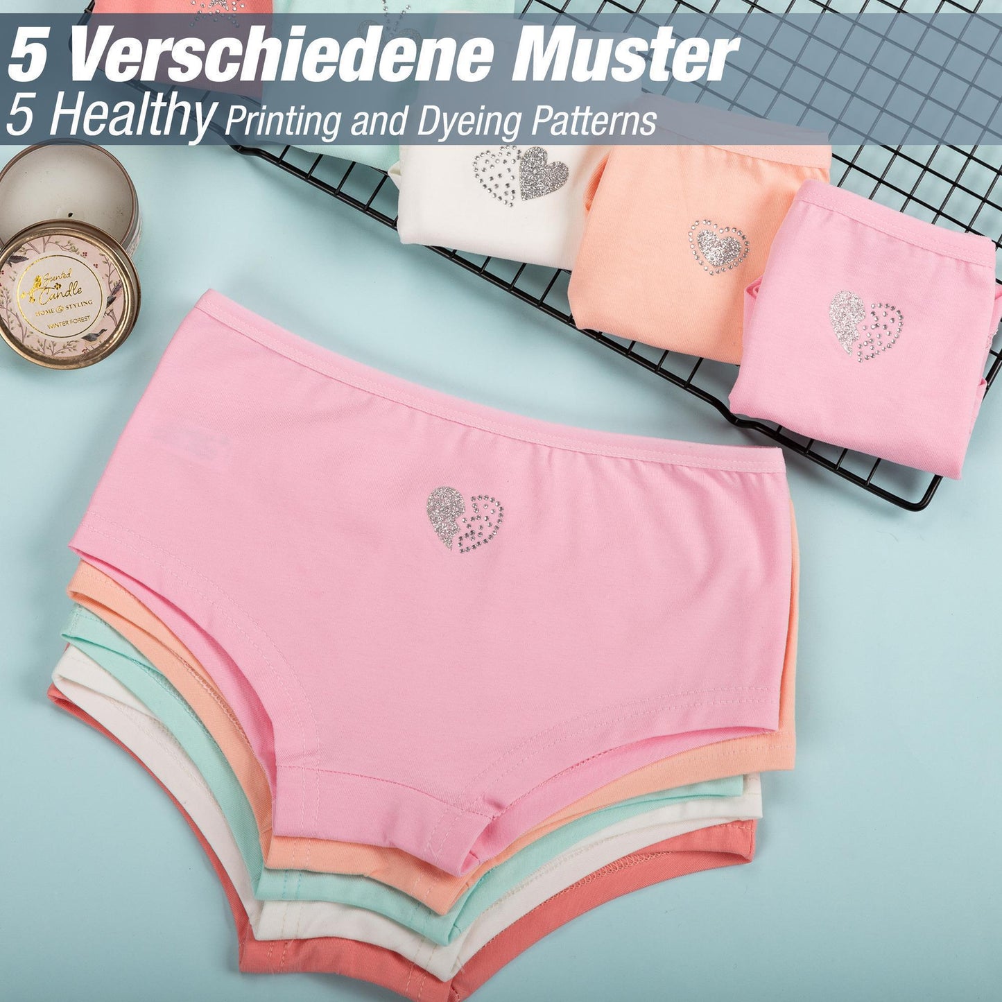 10er Set Mädchen Pantys - Strass - Mehrfarbig