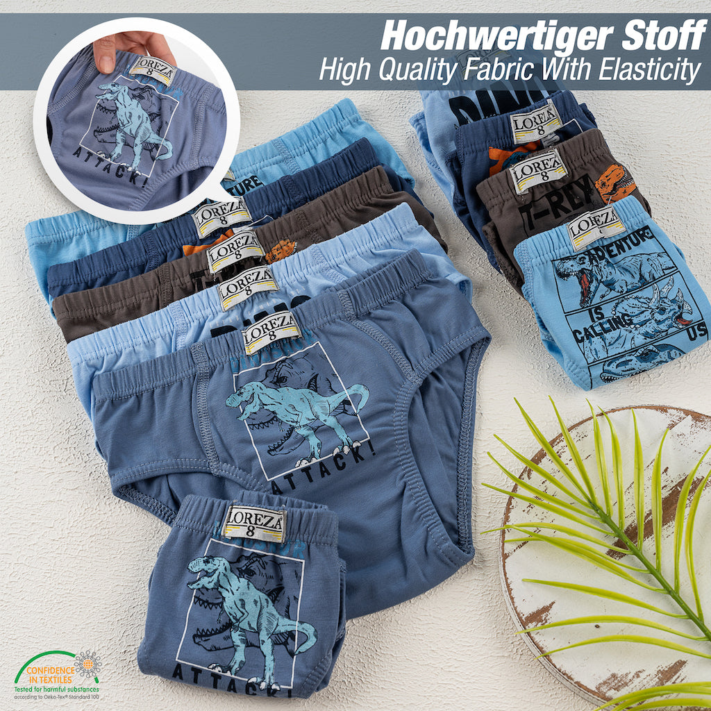 10er Set Jungen Baumwolle Slips- T-Rex - Bunt