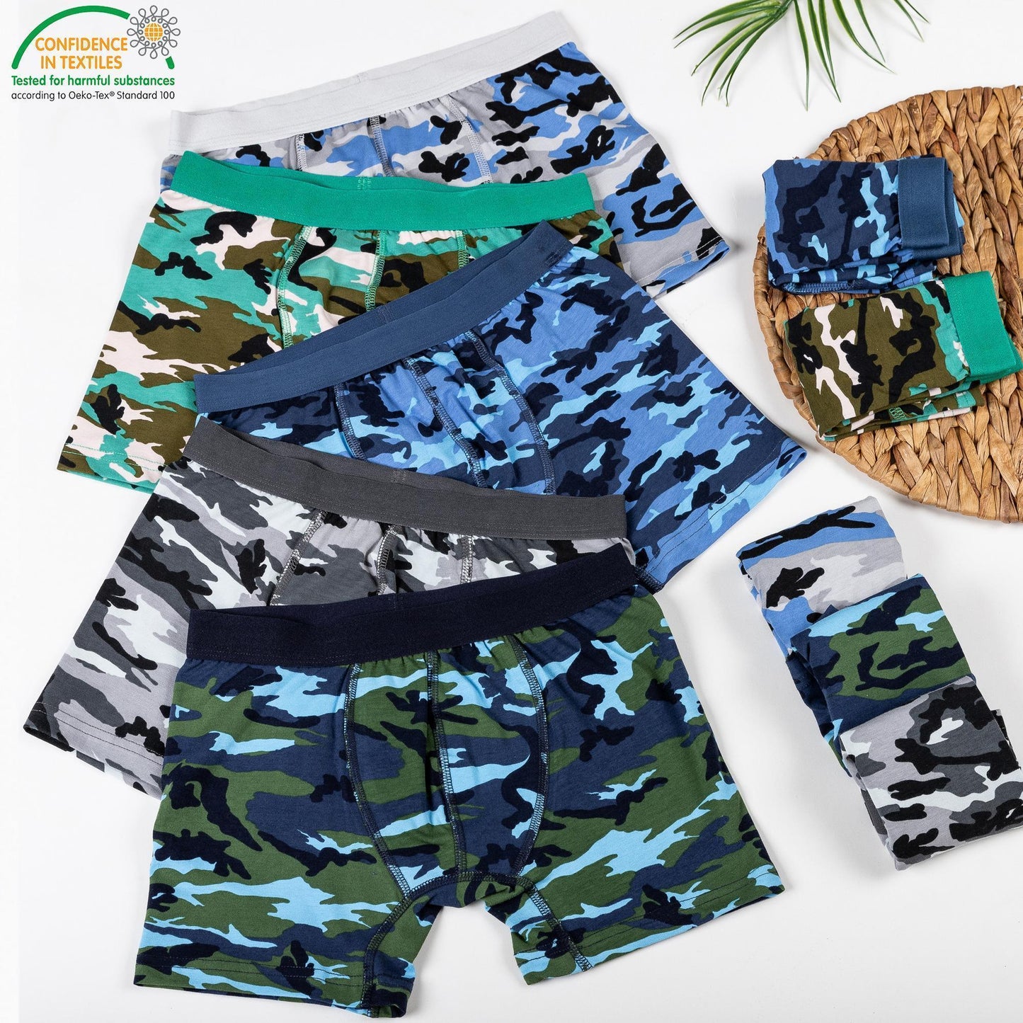 10er Set Jungen Boxershorts - Camouflage - Bunt