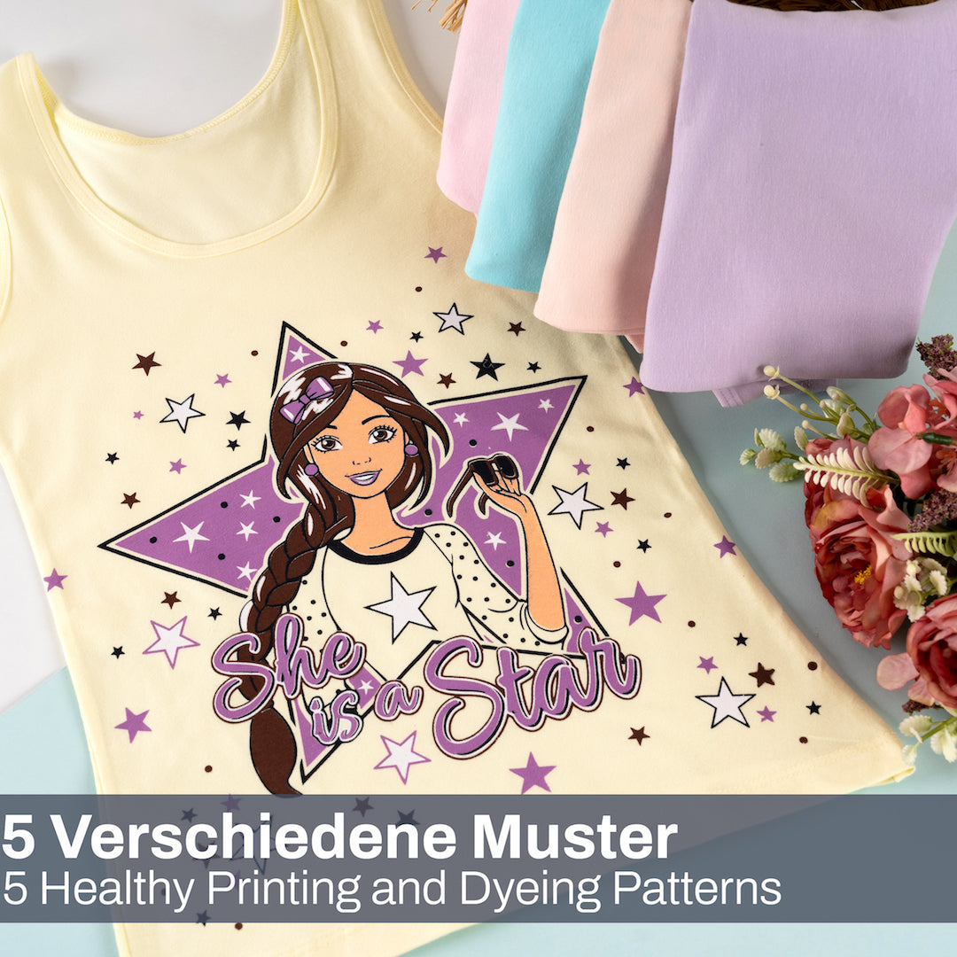5er Set Mädchen Unterhemden - Stern - Bunt