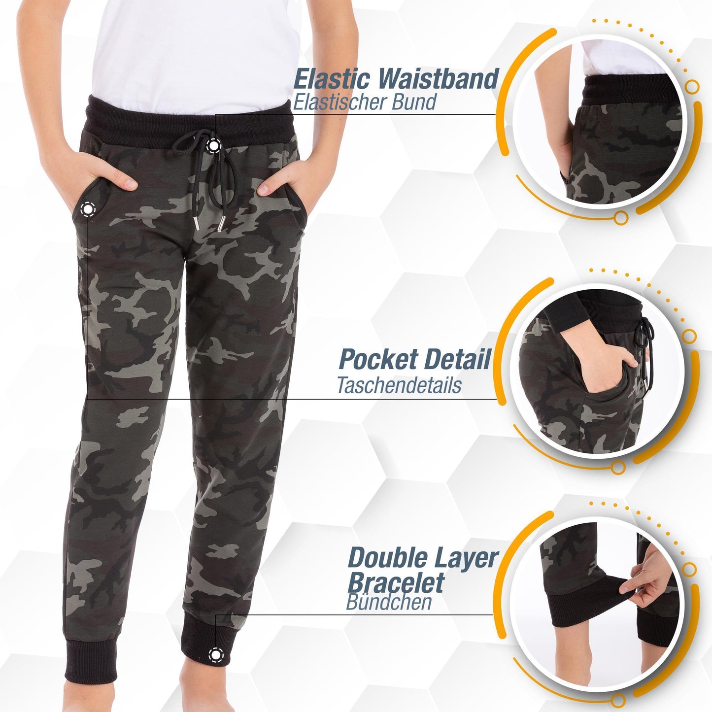 Jungen & Mädchen Freizeithose Trainingshose Sporthose - Camouflage - Bunt