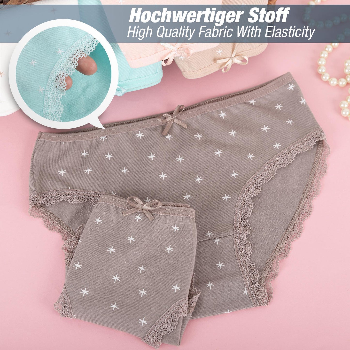10er Set Mädchen Slips - Sterne - Bunt