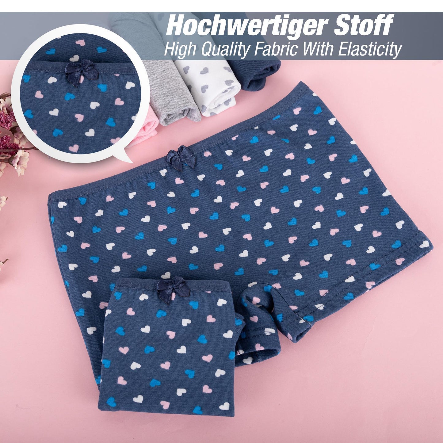 10er Set Mädchen Pantys Boxershorts - Herz