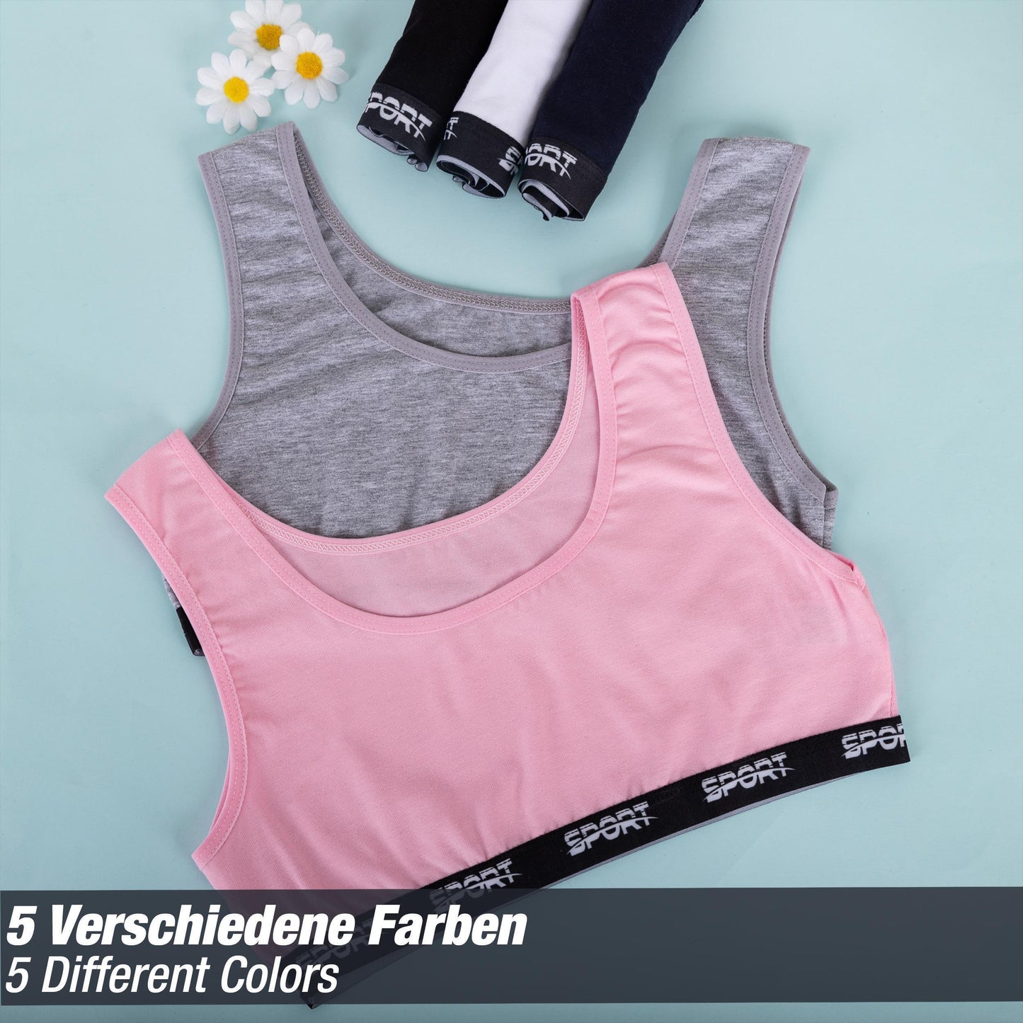 5er Set Mädchen Bustier - Sport - Bunt