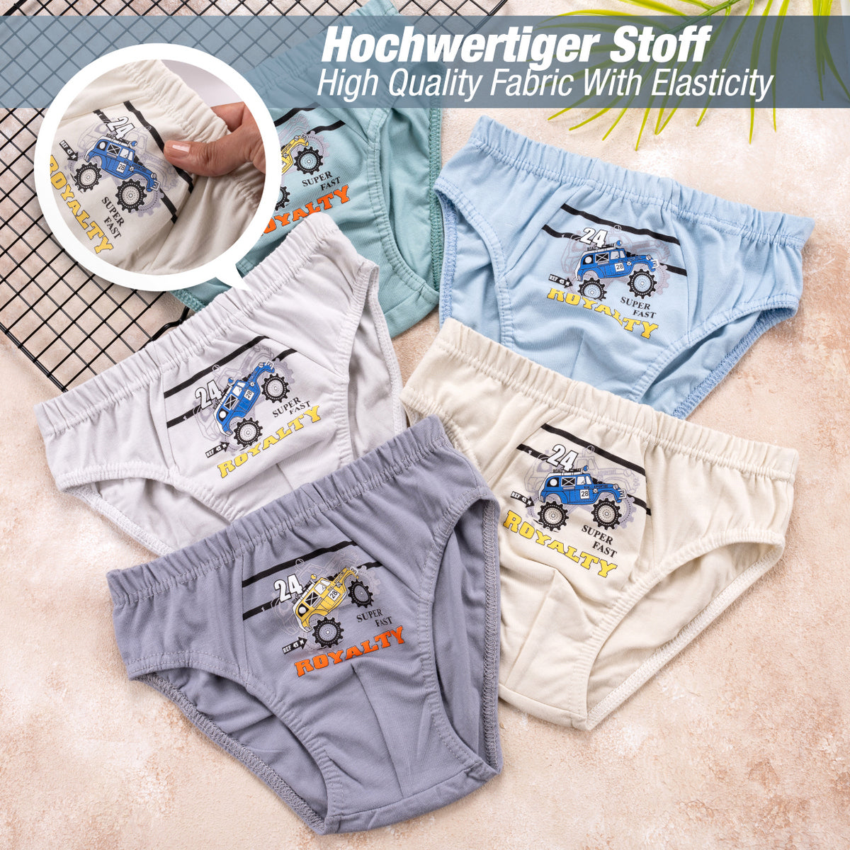 5er Set Jungen Slips - Rallye - Bunt