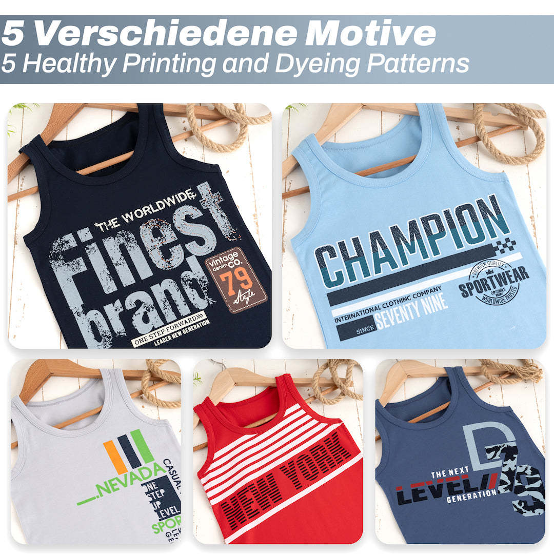 5 Jungen Unterhemden Mix - Bunt