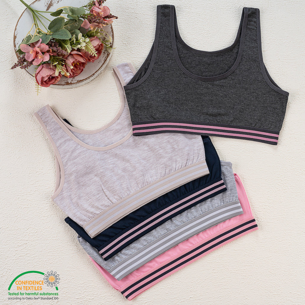 5er Set Mädchen Bustier - Streifen - Bunt