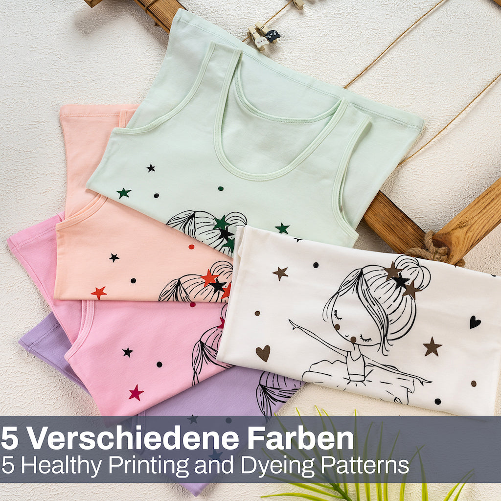 5 Mädchen Unterhemden Baumwolle - Princess