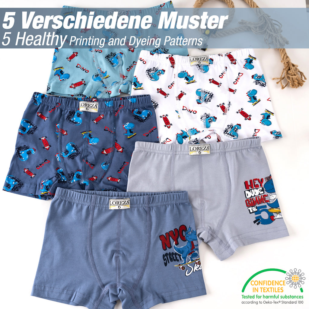 10er Set Jungen Boxershorts - Dino- Bunt