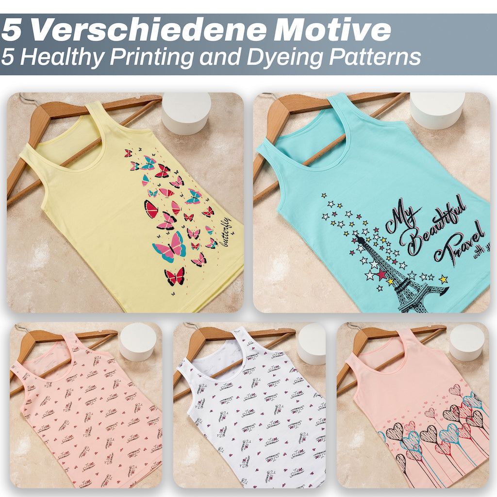 5er Set Mädchen Unterhemden - Mix - Bunt
