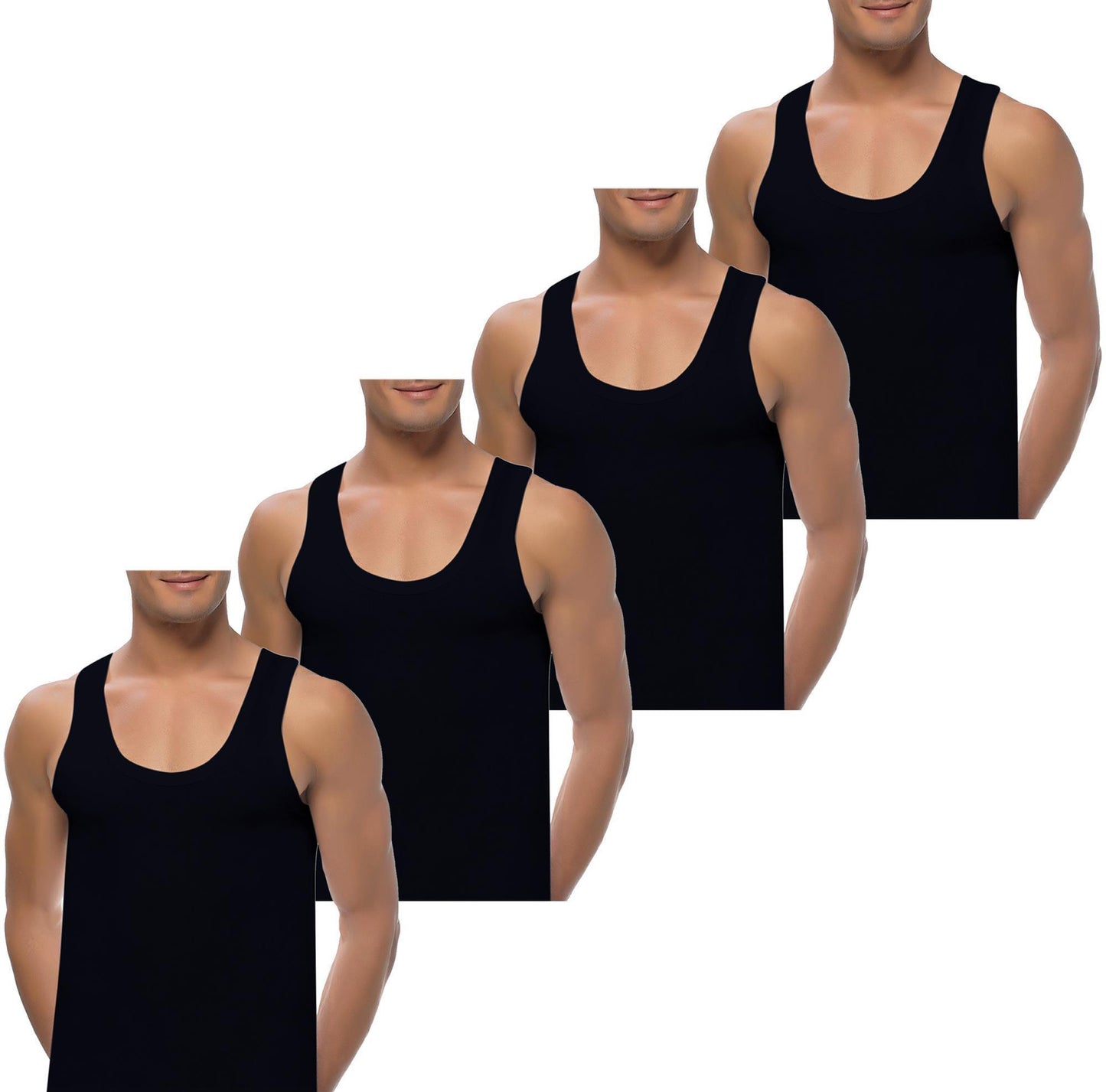 4er Set Unterhemden Feinripp extralong - Basics - Bunt