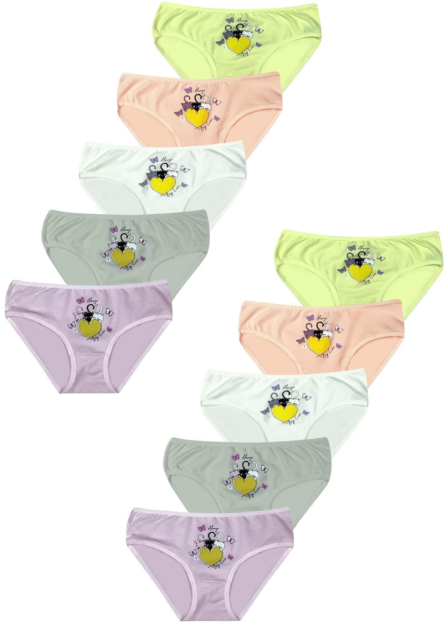 10er Set Mädchen Slips - Katzen - Bunt