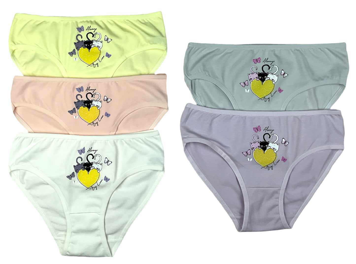 10er Set Mädchen Slips - Katzen - Bunt