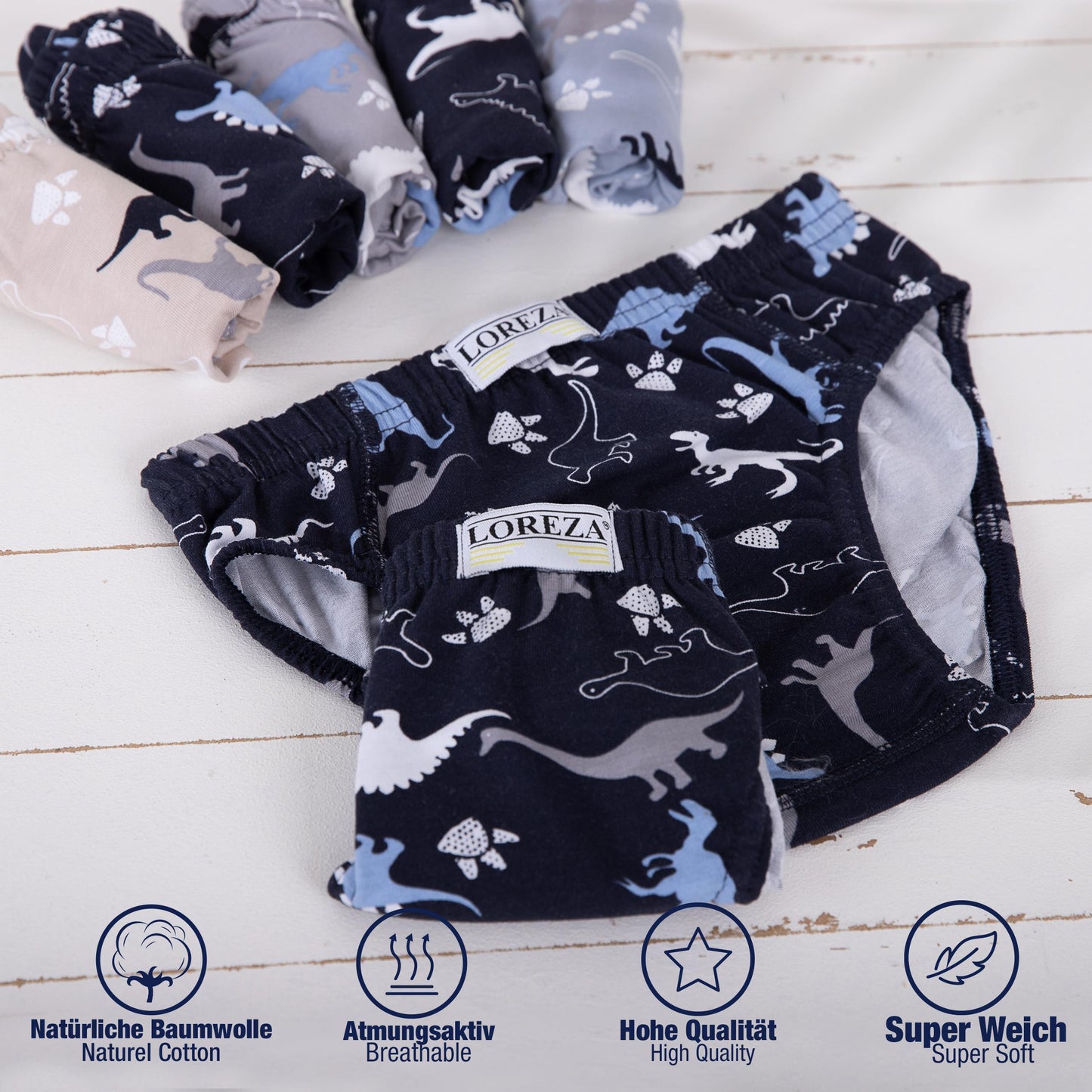 10er Set Jungen Slips - Dinosaurier- Bunt