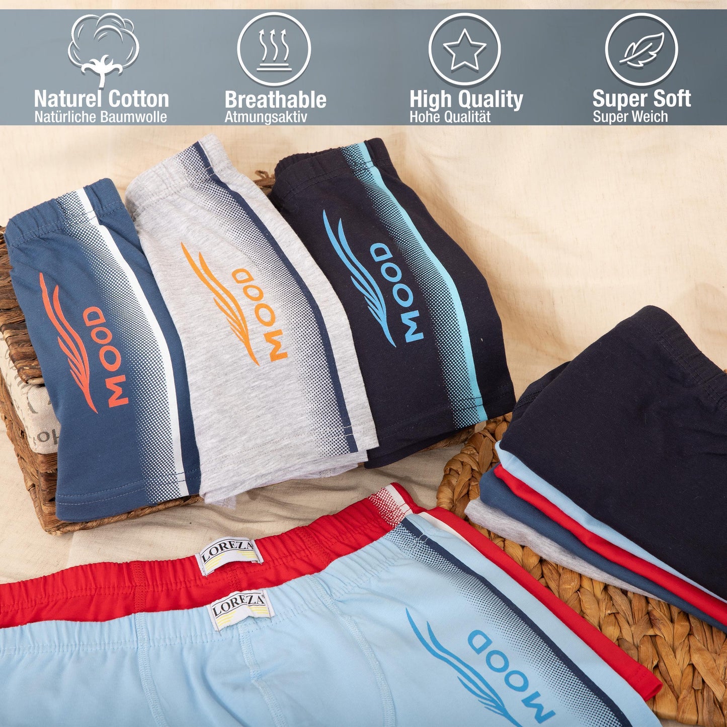 10 Jungen Boxershorts Unterhosen aus Baumwolle 92-170 - Mood