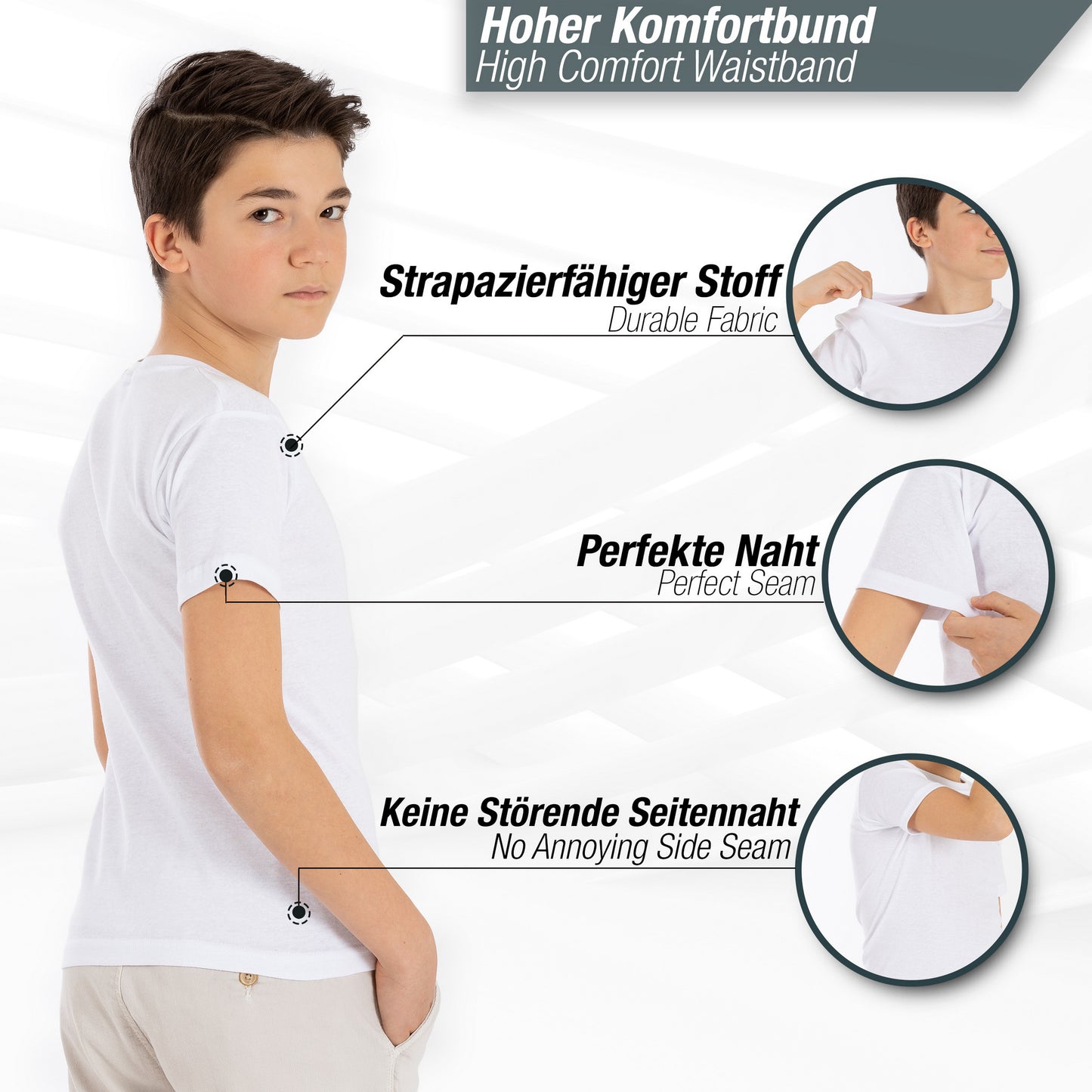 5er Set Jungen & Mädchen Kurzarm Unterhemden - Feinripp - Bunt