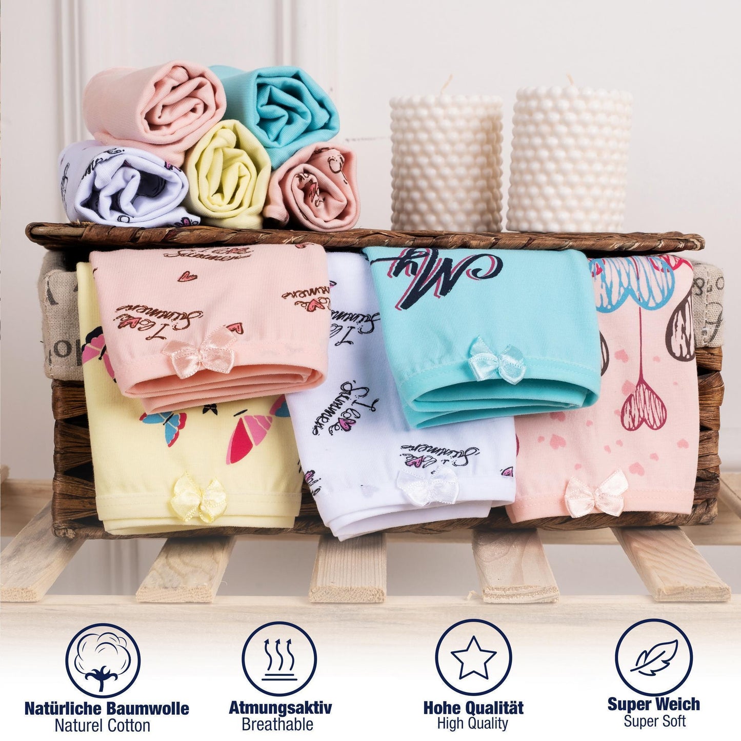10er Set Mädchen Pantys - Herz - Bunt