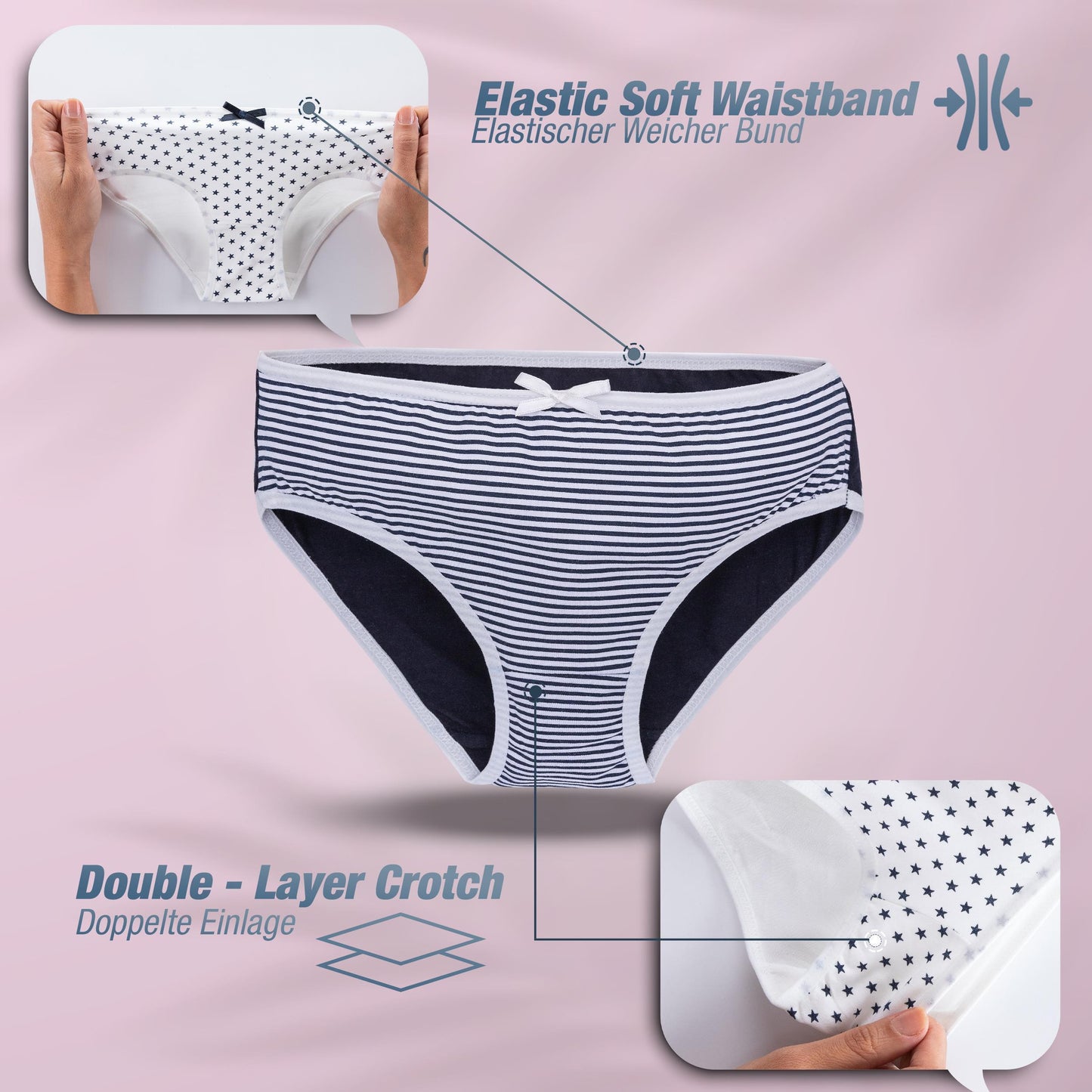 7er Set Mädchen Slips - Mix - Bunt