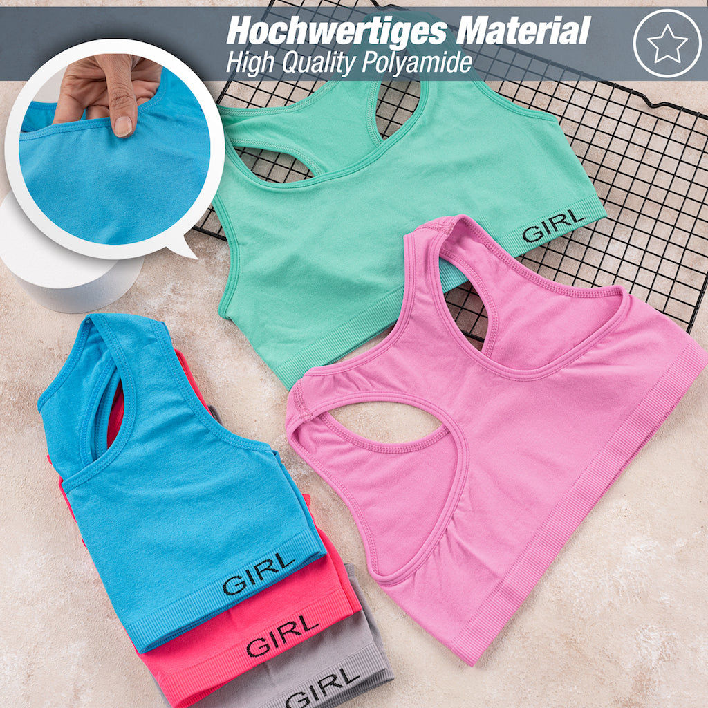 5er Set Mädchen Bustier - Nahtlos Mikrofaser - Bunt