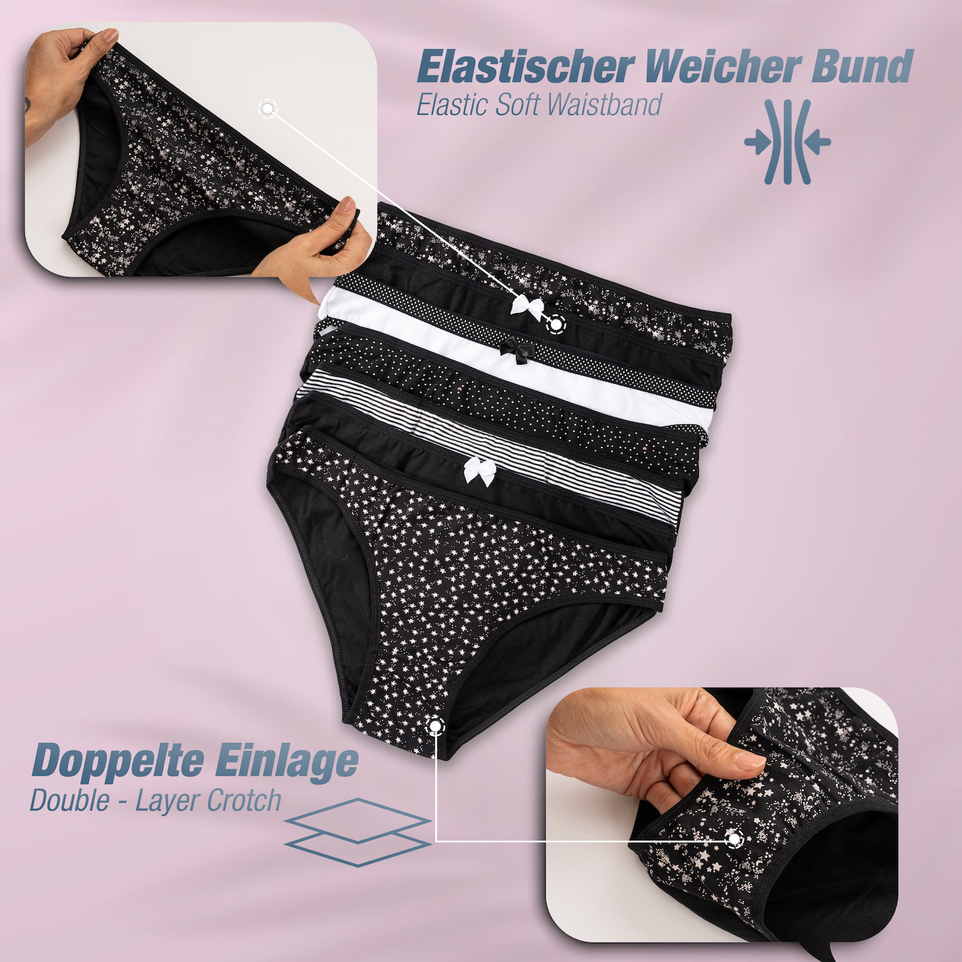 7er Set Slips - Mix - Bunt