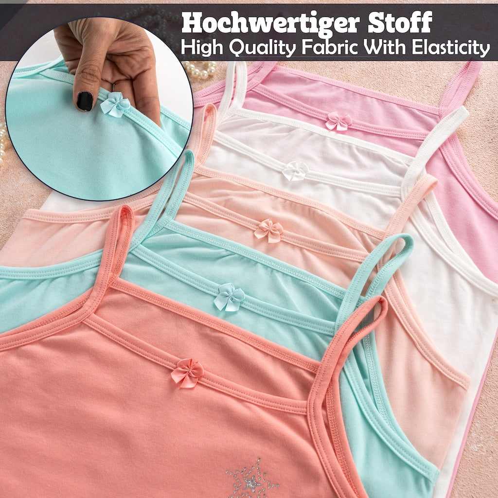 5er Set Mädchen Unterhemden - Strass - Bunt