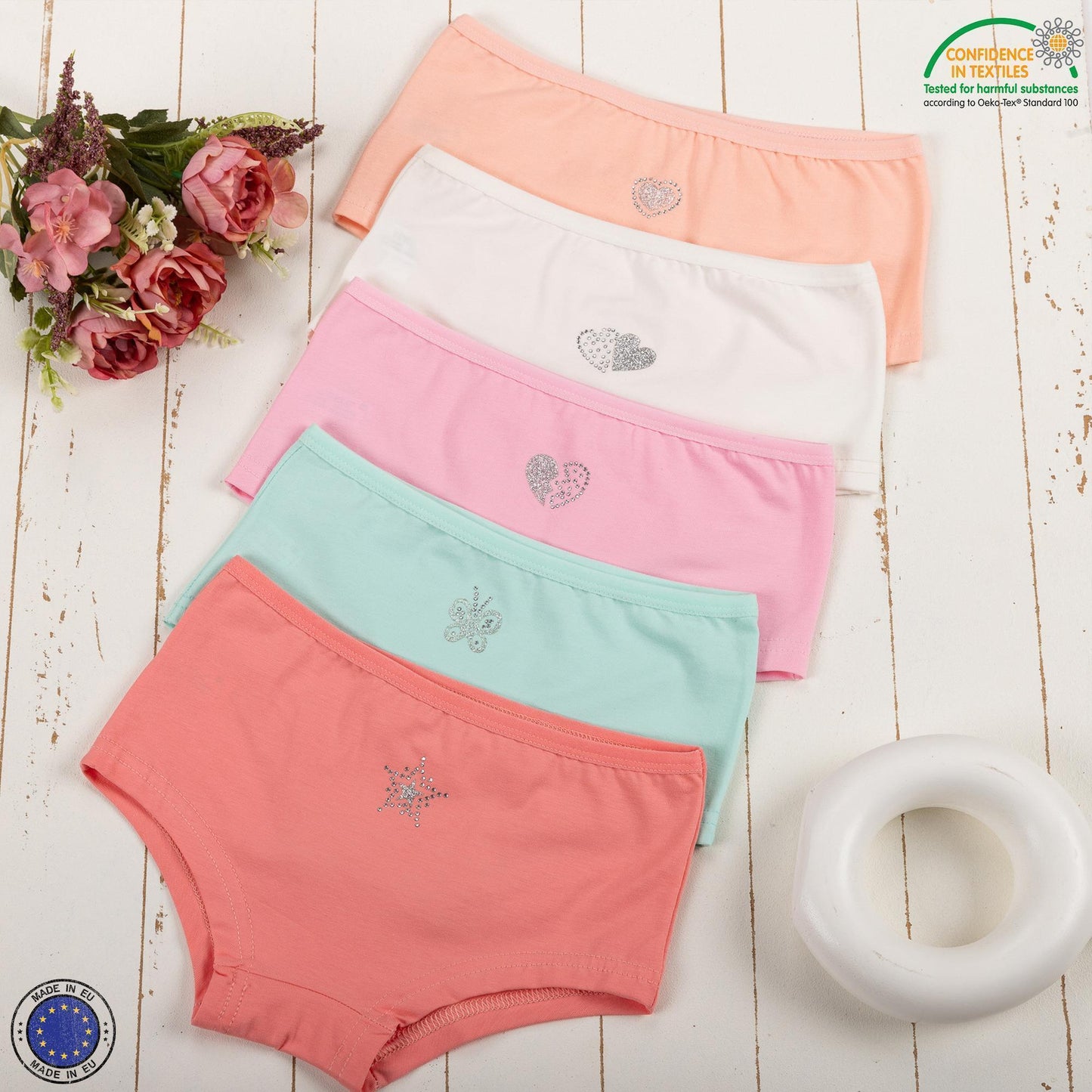 10er Set Mädchen Pantys - Strass - Mehrfarbig