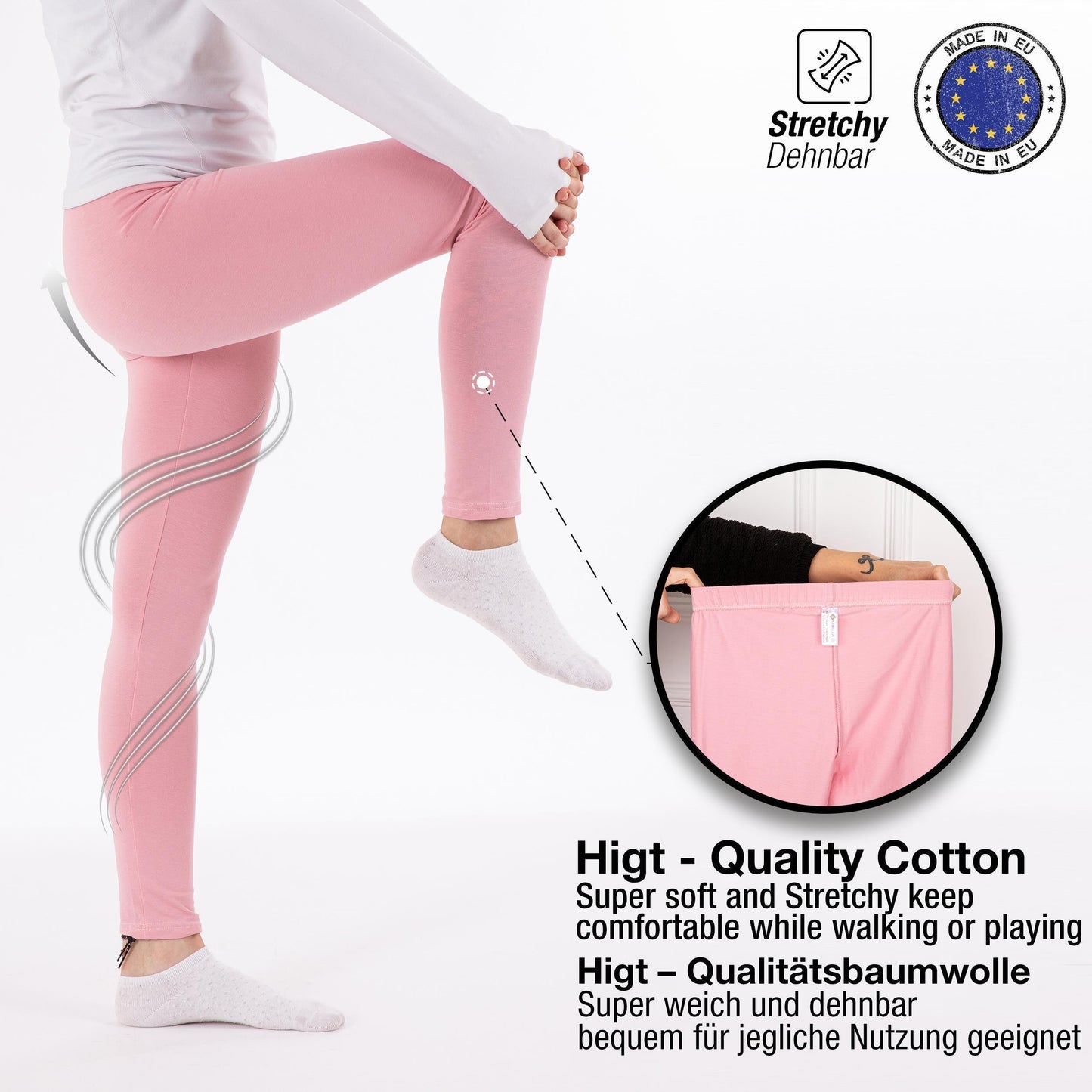 3 Mädchen Leggings Set lang Baumwolle blickdicht Freizeithose elastisch