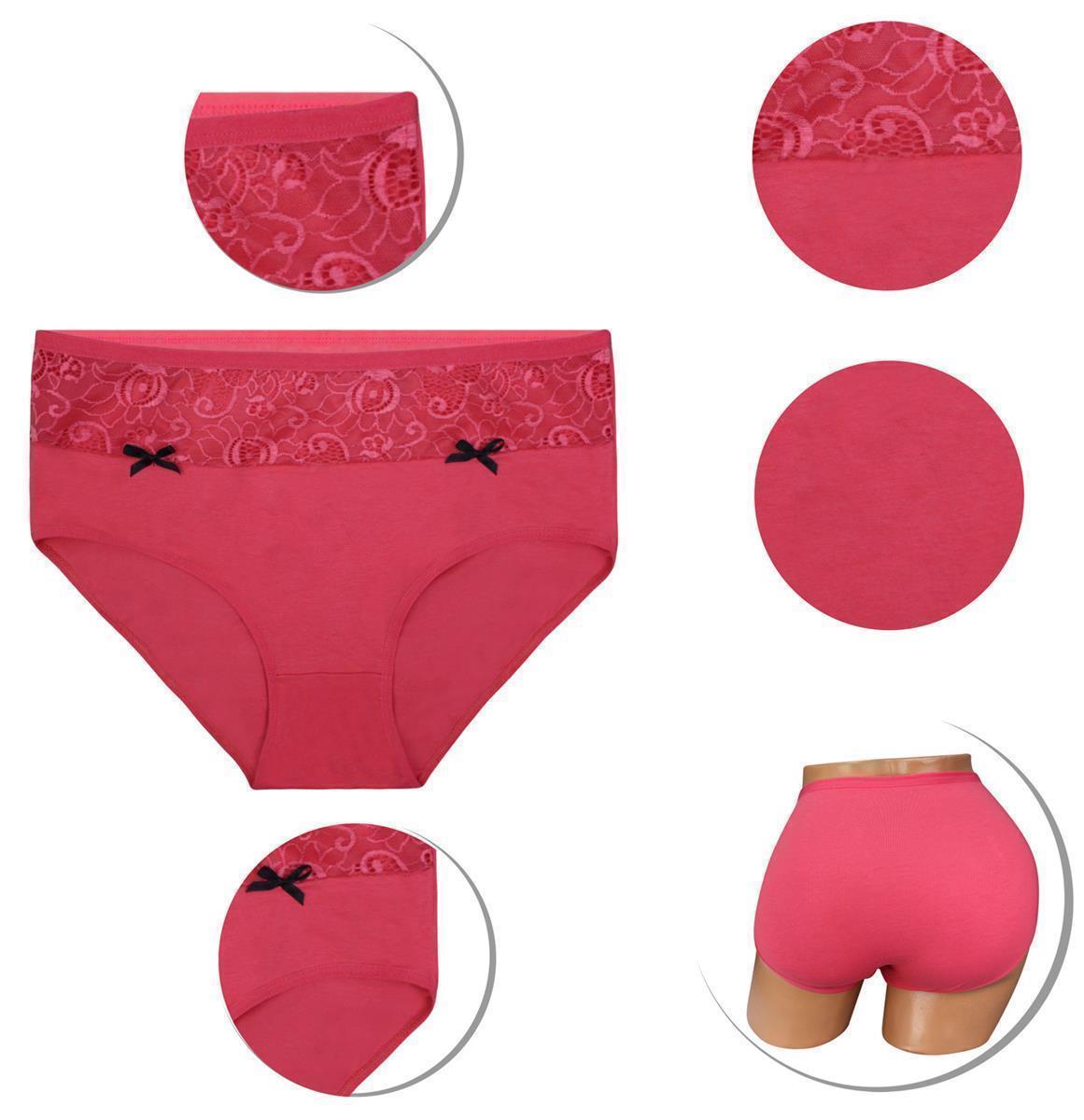 8 Damen Taillen Slips mit Spitze & Schleife