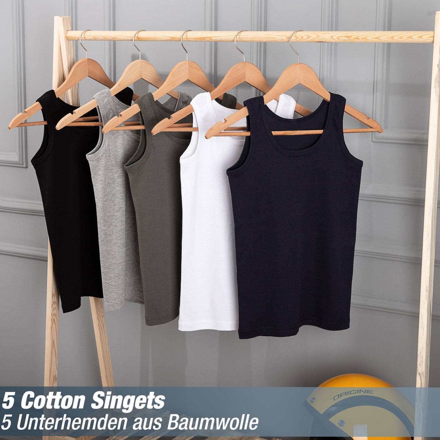 5er Set Jungen Unterhemden - Feinripp - Bunt