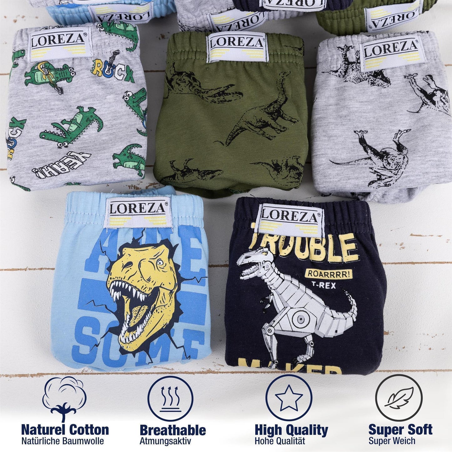 10er Set Jungen Slips - Dinosaurier - Bunt