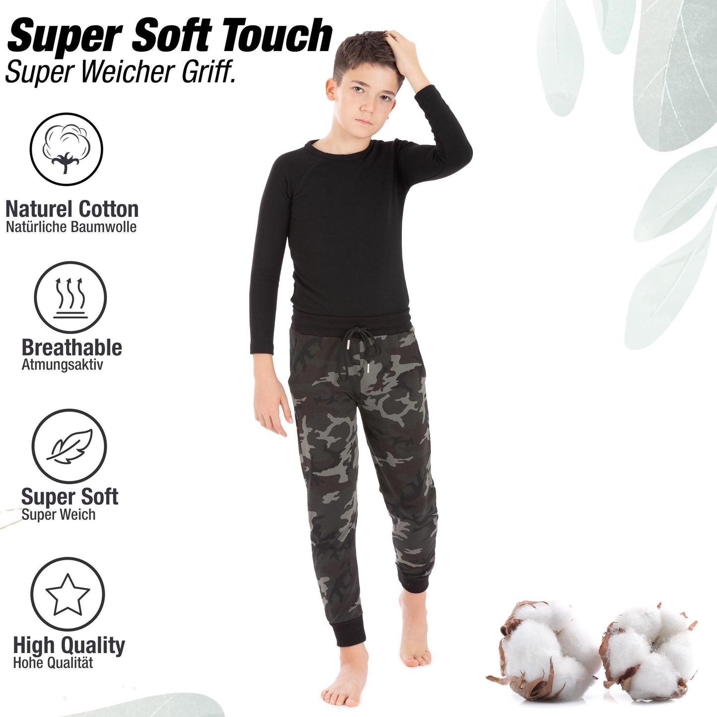 Jungen & Mädchen Freizeithose Trainingshose Sporthose - Camouflage - Bunt