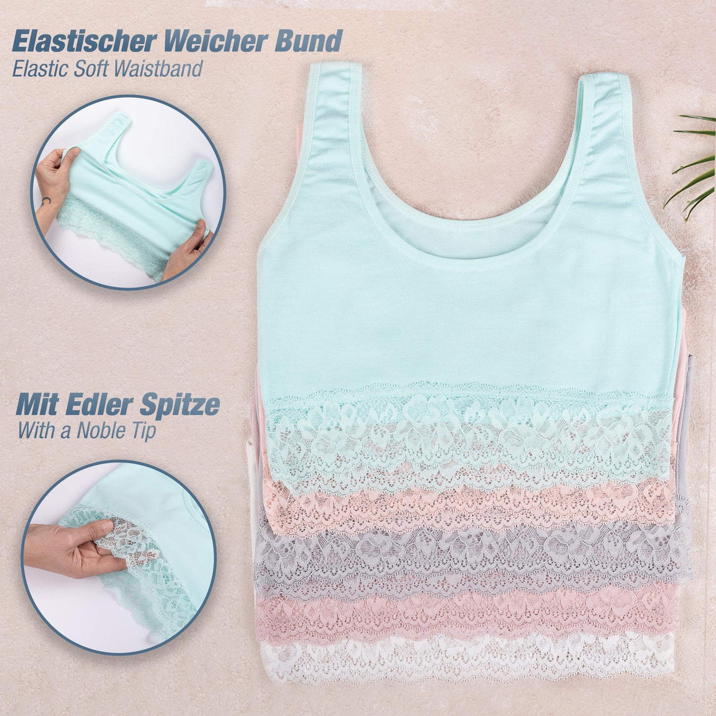 5er Set Mädchen Bustier BH - Spitze - Bunt