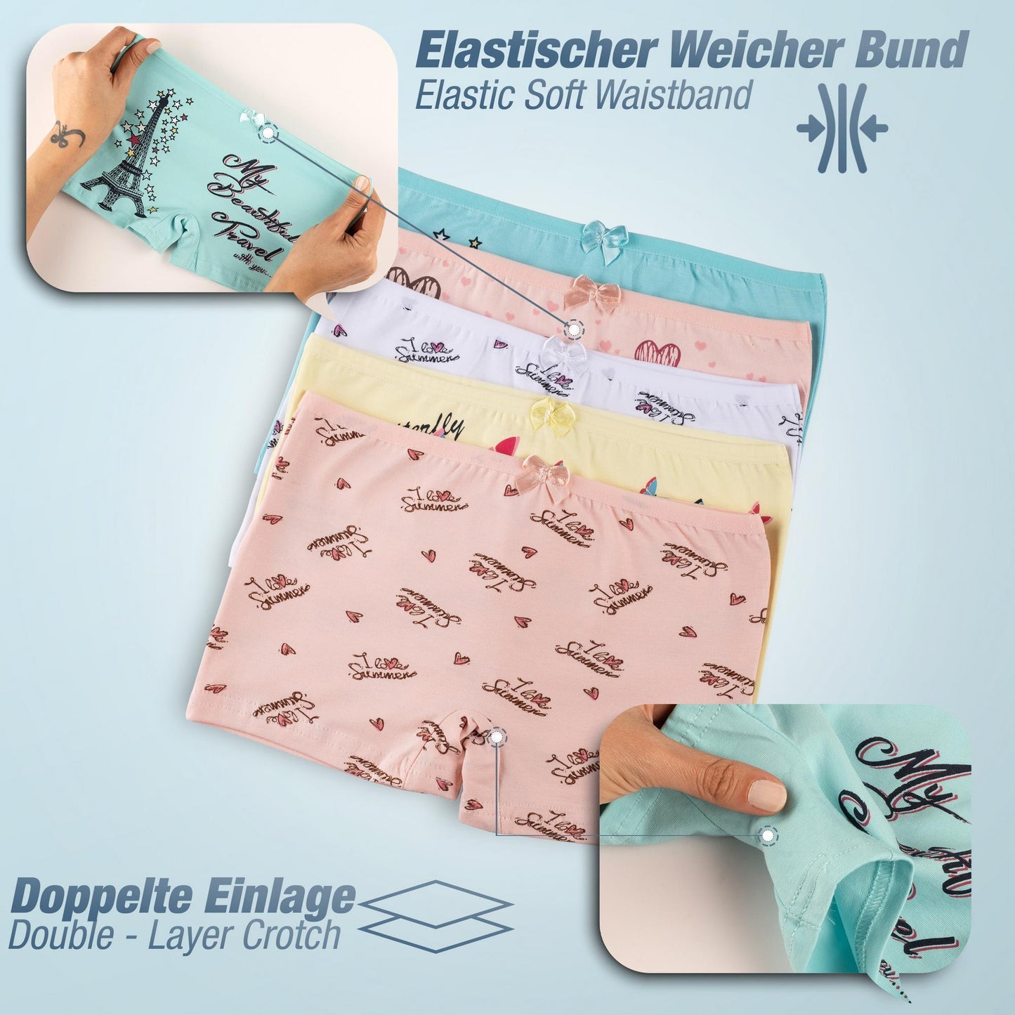 10er Set Mädchen Pantys - Herz - Bunt