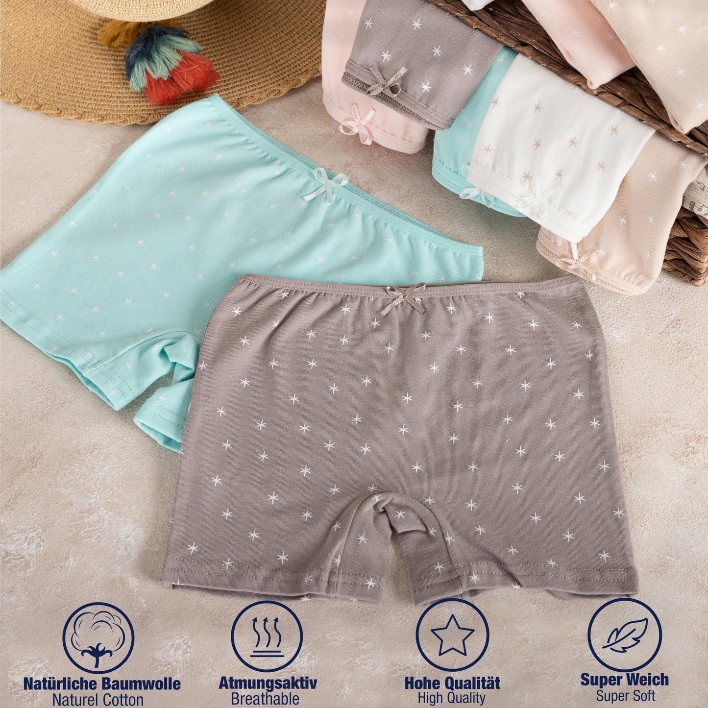 10er Set Mädchen Pantys - Sterne - Bunt