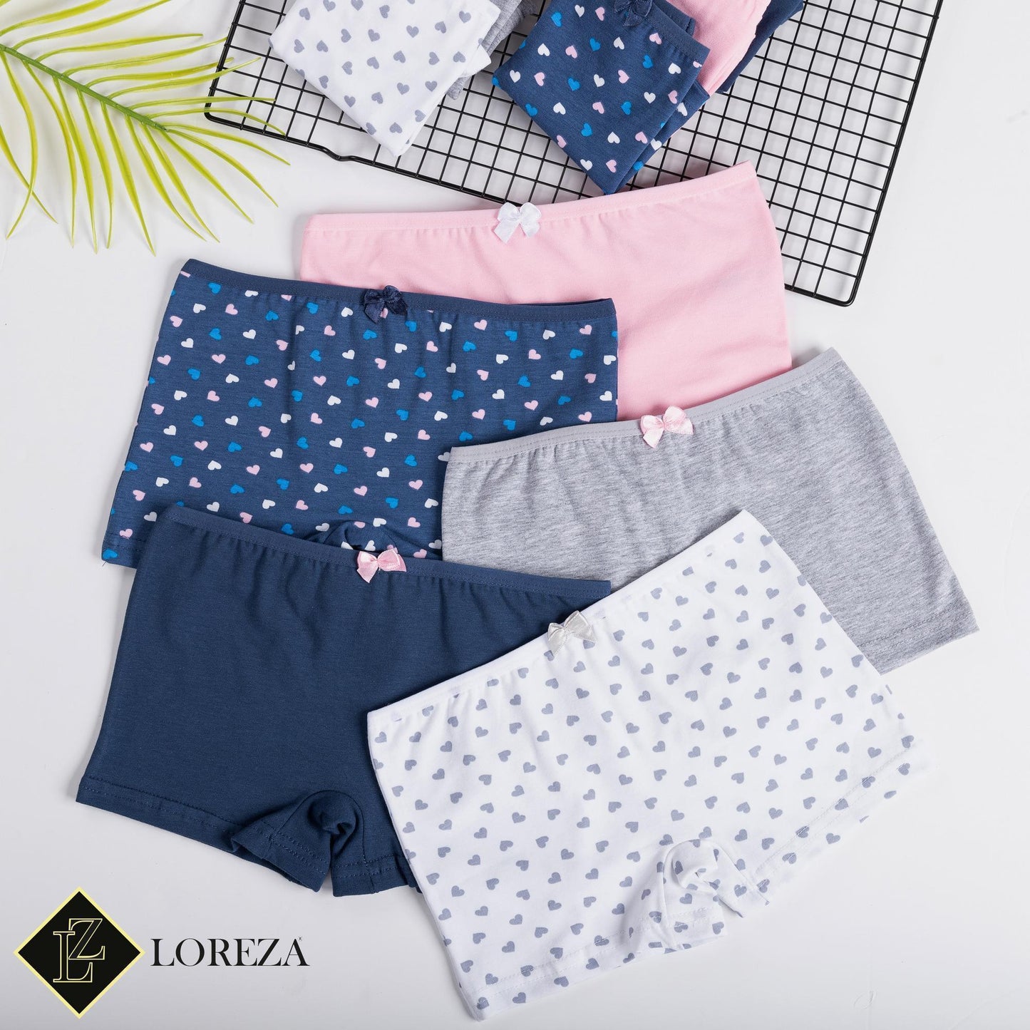 10er Set Mädchen Pantys Boxershorts - Herz