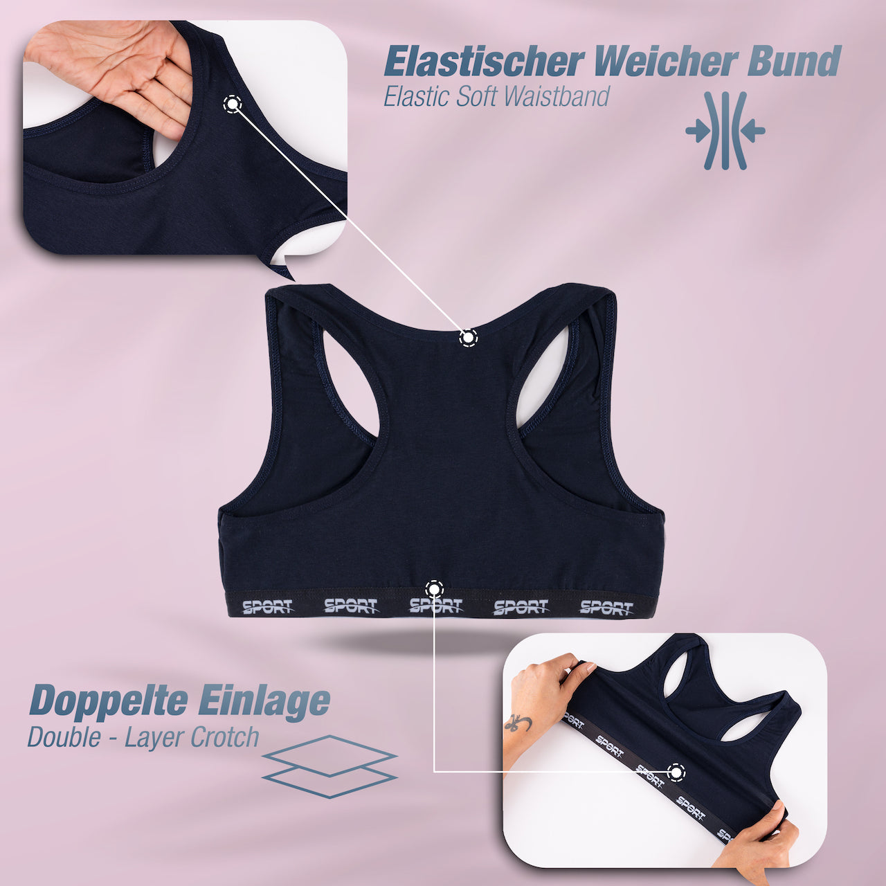 5er Set Mädchen Bustier - Sport - Bunt