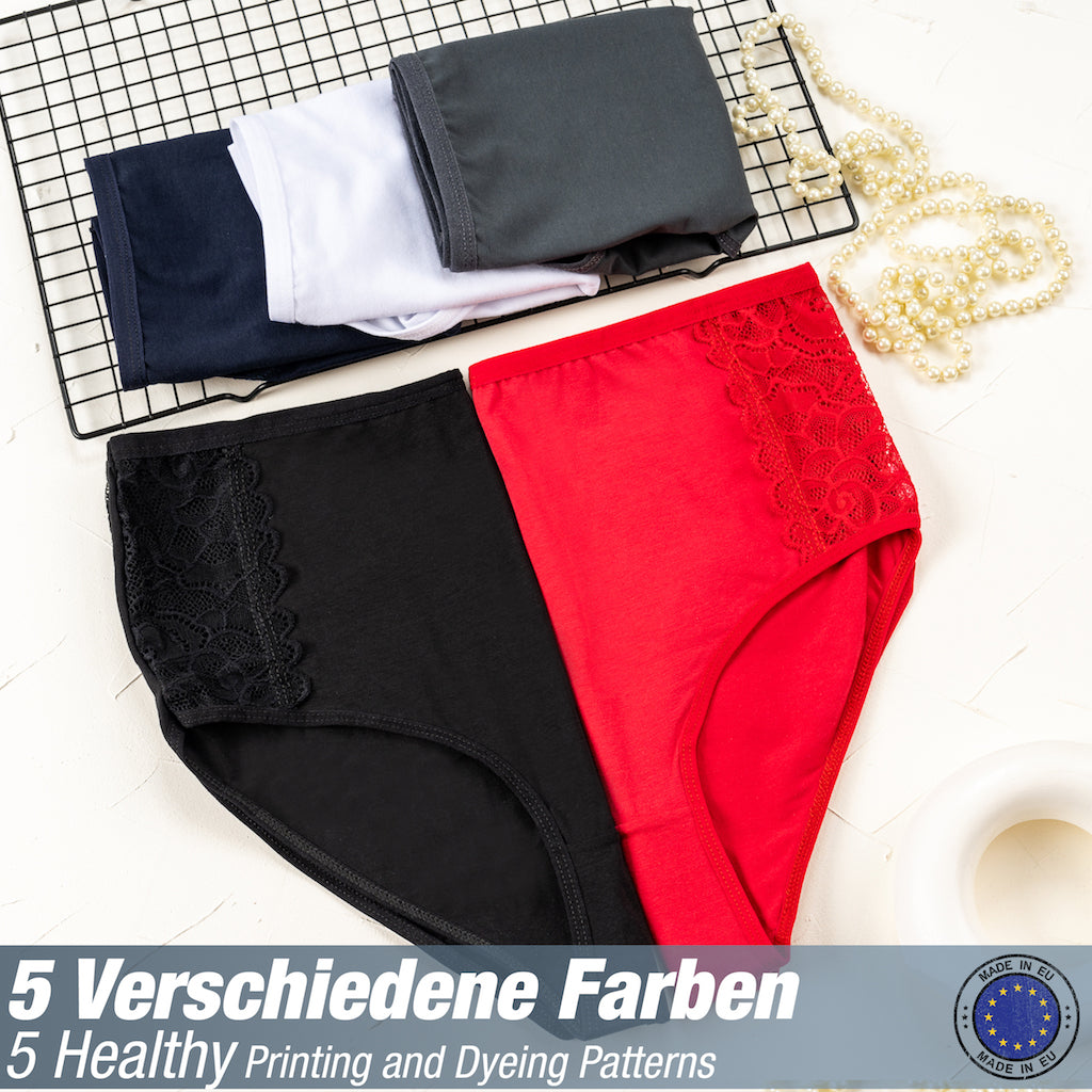 5er Set Taillen Slips - Spitze - Bunt