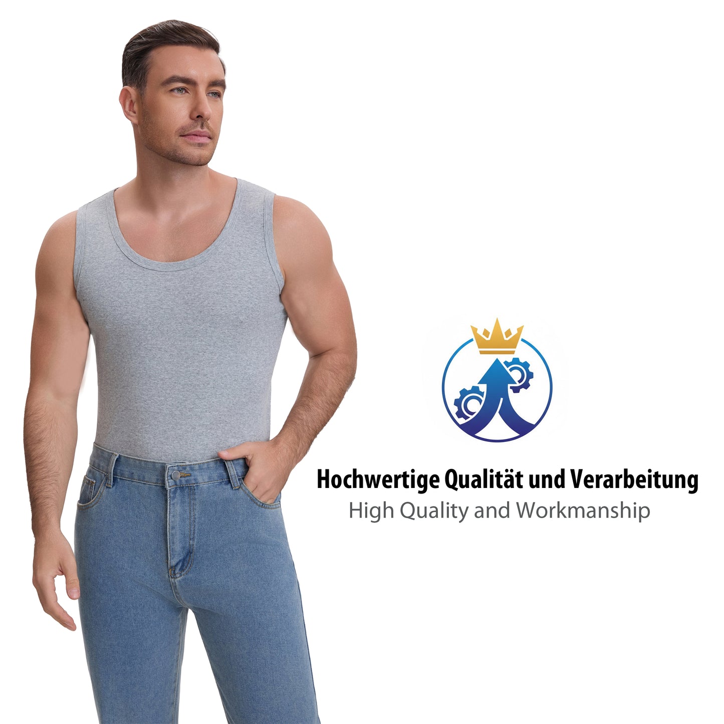 4er Set Unterhemden Feinripp extralong - Basics - Bunt