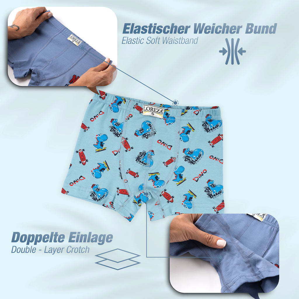 10er Set Jungen Boxershorts - Dino- Bunt
